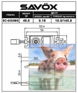 Serwo Savox SC-0252MG 49g (10.5kg/.0,19sec)