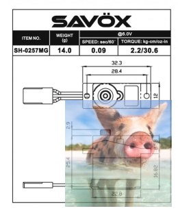 Serwo Savox SH-0257MG 14g (micro, 2.2kg/.0,13sec)