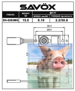 Serwo Savox SH-0263MG 15g (2.2kg/.0,10sec)