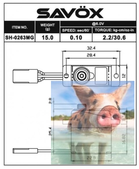 Serwo Savox SH-0263MG 15g (2.2kg/.0,10sec) Serwo Savox SH-0263MG 15g (2.2kg/.0,10sec)