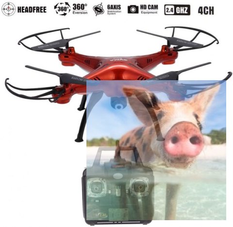 Syma X5SC (kamera HD 720p, 2.4GHz, headless, zasięg do 50m) - czerwony Syma X5SC (kamera HD 720p, 2.4GHz, headless, zasięg do 50m) - czerwony