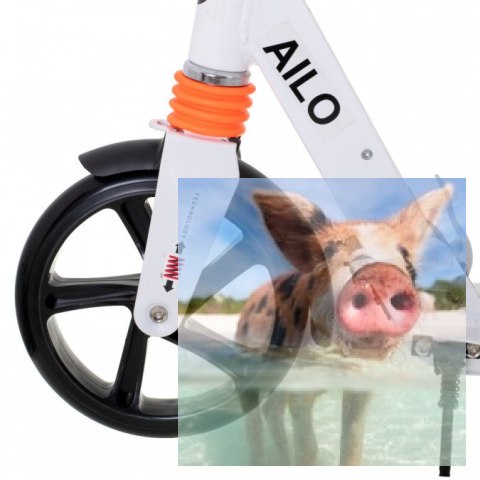 Hulajnoga miejska składana AILO (koła 200mm, szer. podestu 140mm, amortyzator tył/przód) - biała Hulajnoga miejska składana AILO (koła 200mm, szer. podestu 140mm, amortyzator tył/przód) - biała